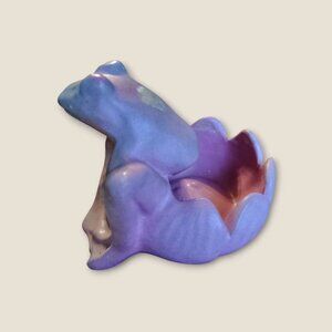 Niloak Pottery Frog On Lily Pad Purple Ceramic Figurine 4.5" X 5" Decorative Col